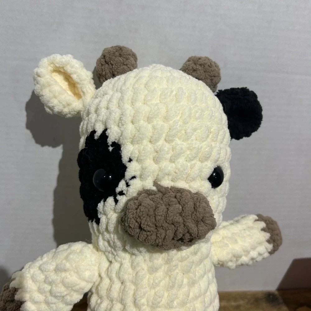 Handmade Crochet Cow‎ Plush Stuffed Animal Soft Toy Nursery Decor Gift